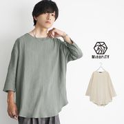 【2025年夏の新作】リネンタッチ ガーゼ 7分袖 プルオーバー Tシャツ カットソー／MinoriTY
