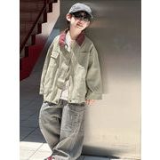 2025秋新作     男の子用トレンチコート おしゃれな赤ちゃん用無地スウェットジャケット