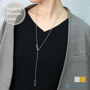 ラリエットネックレス ロング オーバルシェイプ サージカルステンレス k18コーティング【国内即納】