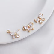 キュービックジルコニア アクセサリーパーツ ジュエリー メタルパーツ バタフライ ストーン DIYチャーム