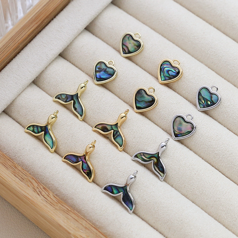 天然貝 マーメイド アバロンシェル チャーム クジラの尻尾 尾びれ アクセサリーパーツ デコパーツ アワビ