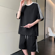 メンズ スポーツ風 半袖 Tシャツ 男女兼用 ショートパンツ セットアップ 春夏 新作★全5色