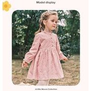 韓国風 女児 ワンピース 春秋  プリント 襟付き 90-140cm