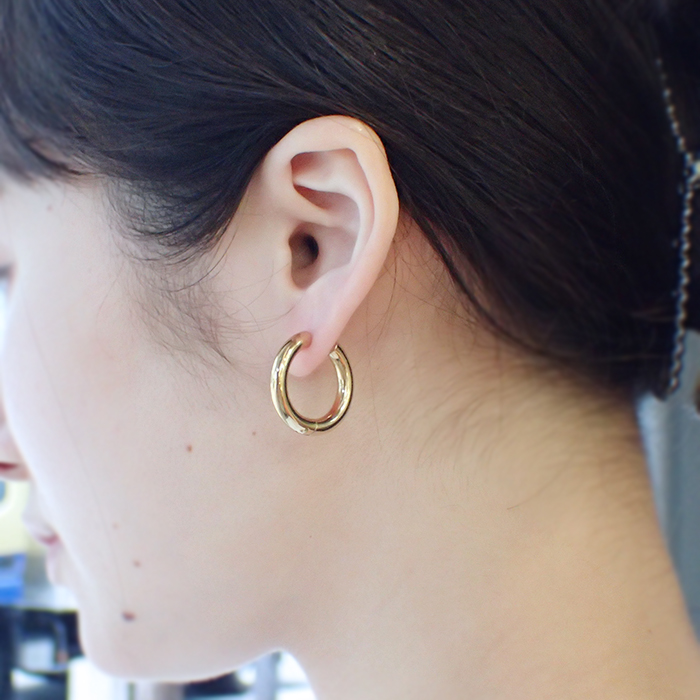 ゴールド【 4mm×23mm 】18k ゴールドフープピアス シルバー925 太め フープピアス 2点 4mm シルバー ゴールド ミックス バイ