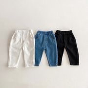 秋新規※FLM☆子供用春秋ジーンズ男の子と女の子無地パンツデニムパンツソフト