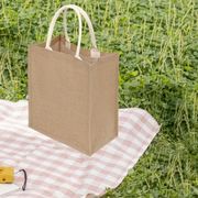 ナチュラル ジュートバッグ (32x36cm) ホワイトハンドル【リネンエコ/ギフト/サブバッグ/LOGO印刷可】