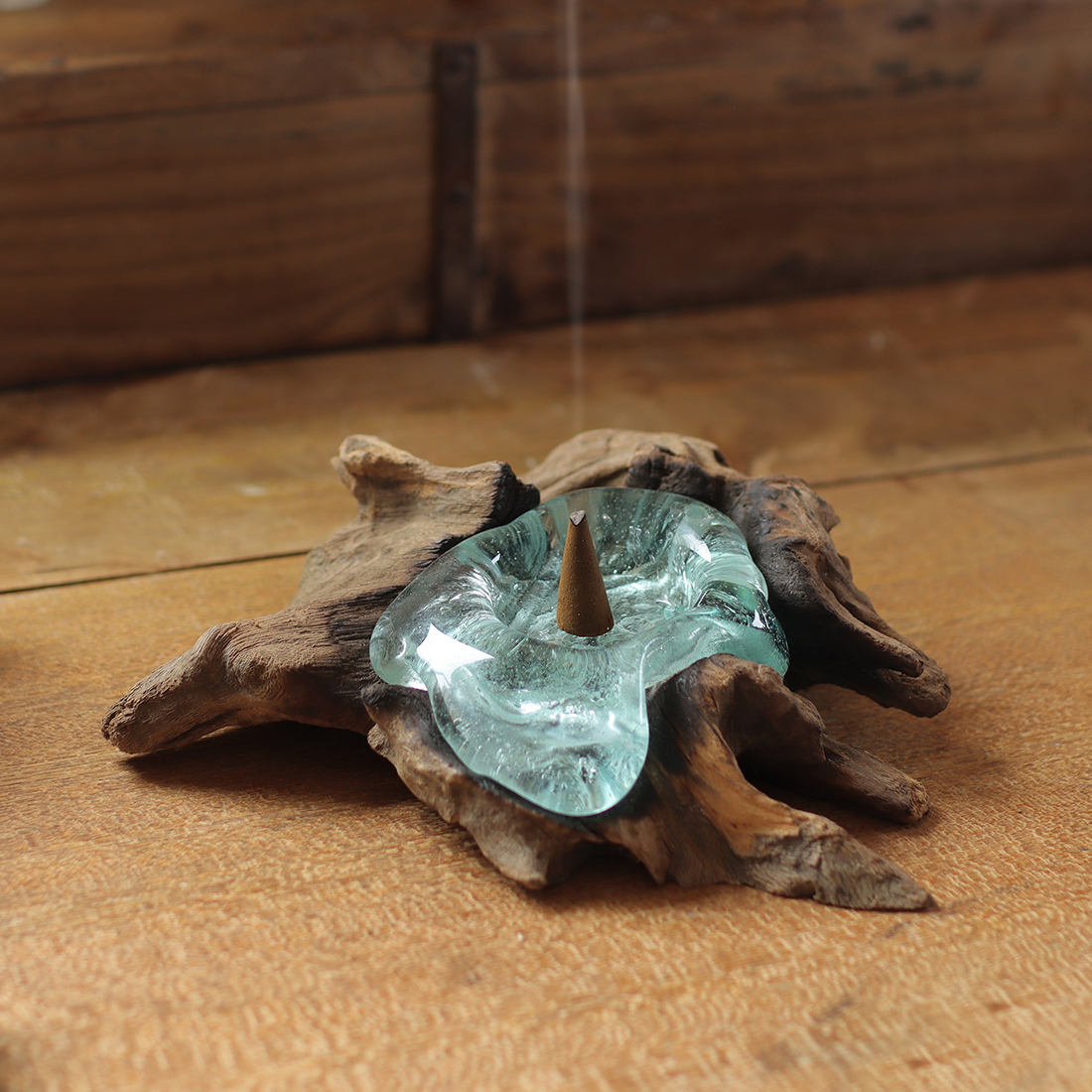 古木ガラス 香立て[インセンスホルダー香りアロマアジアンエスニックオリエンタル ハワイフラ和25AW]