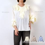 【2025新作】ポプリン　ラッフルカラー　ブラウス(32915)