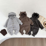 2025秋※tlqf☆ベビー用うさ耳ニットロンパース 春秋 韓国風 可愛いジャンプスーツ