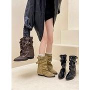 ヴィンテージ風 アメリカンギャル風スタッズベルトライディングブーツ