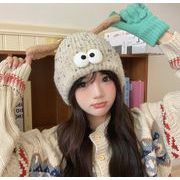 秋冬ニット帽子  キャップ   ガールズ 防寒 ファブリック 可愛い耳