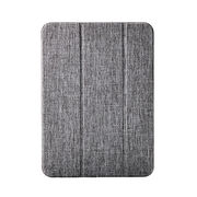 エレコム iPad(A16) フラップケース 薄型軽量 ファブリック 背面クリア グレー