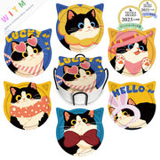 猫柄 コースター ねこ 下敷き カップパッド ネコ インテリア  断熱マット 雑貨 セラミックス 可愛い