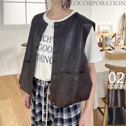 【2025新作商品♪】フェイクレザーベスト