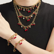 サージカルステンレスさくらんぼネックレス　ブレスレット　ピアス　アクセサリー　金属アレルギー対応