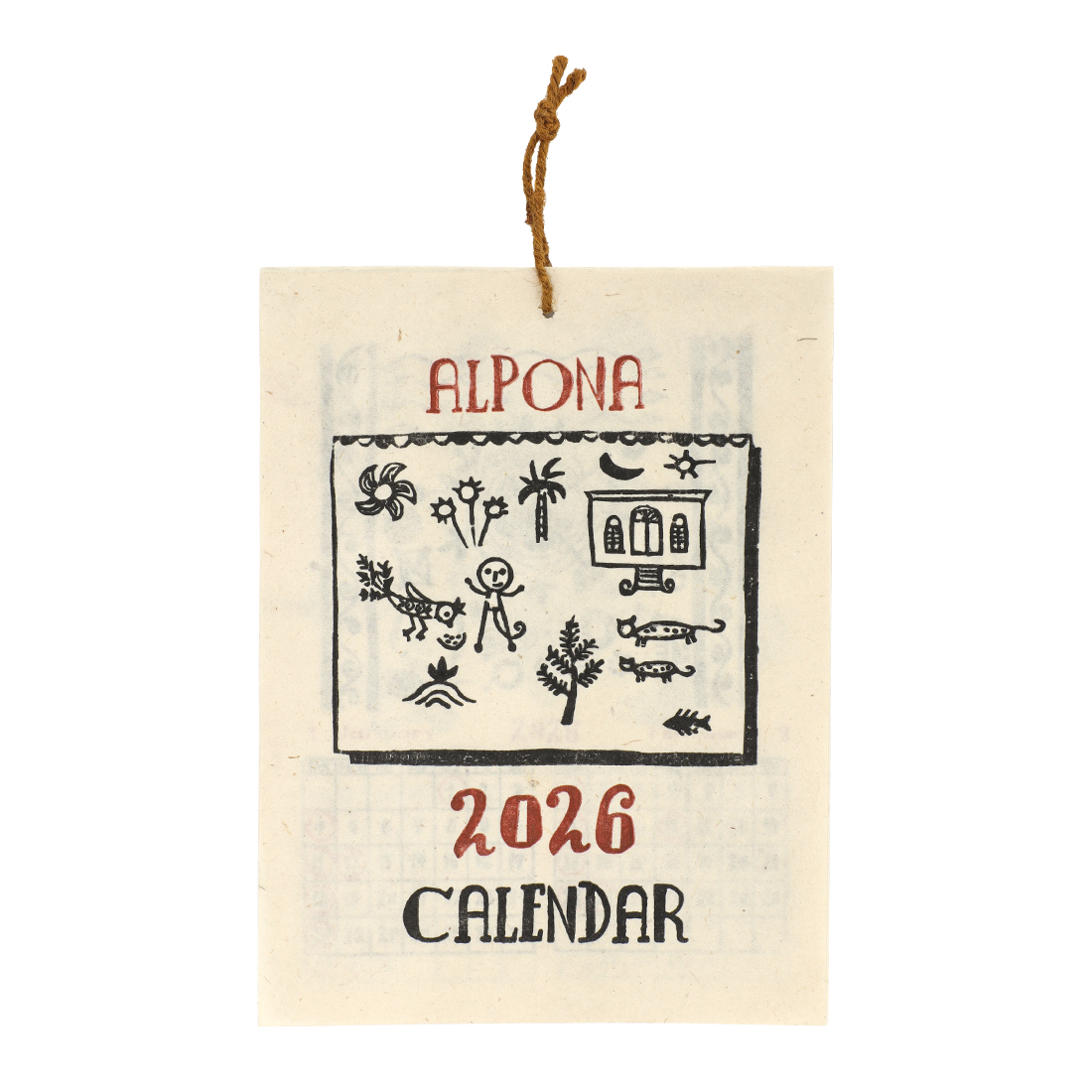 カレンダー S アルポナ[床絵ヒンドゥー手漉き紙ネパールアジアンエスニック 和紙25AW]