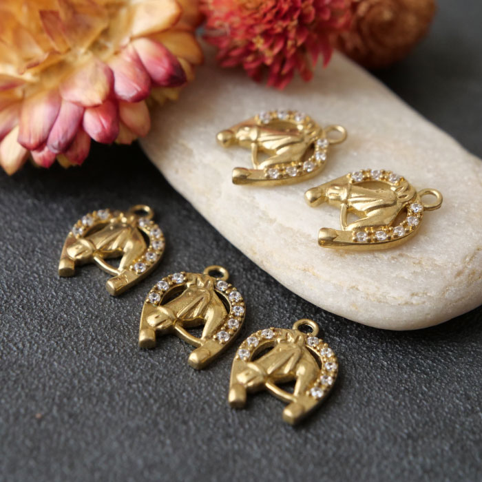 2026年干支【馬 蹄鉄】チャーム幸運のホース＆ホースシュー CZ