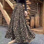ボトムス スカート Aライン  ロング丈 ヒョウ柄