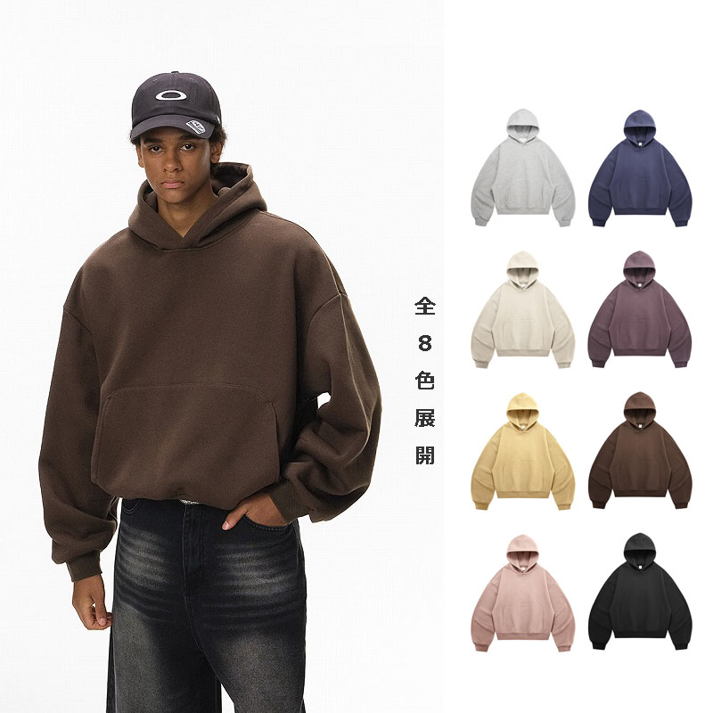 メンズ 弯刀デザイン 短丈パーカー アメリカンスタイル 裏起毛フリースフーディ カジュアル★全8色