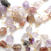 【天然石 レピドクロサイト】コネクター チャーム シャンクビーズ 約6×8mm   ピアス ネックレス素材