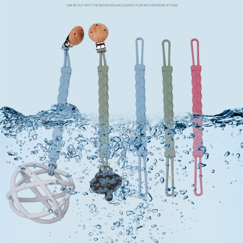 新生児　おしゃぶりホルダー　シリコン　トイホルダー　 木製クリップ　洗える　伸縮性抜群　可愛い