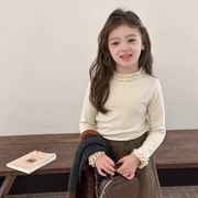 2025秋新作キッズトップス　女の子上着レース付き おしゃれ 大人気韓国風子供服　90cm～160cm