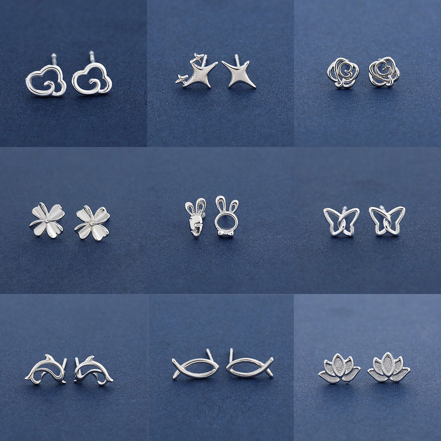 セカンドピアス 星 つけっぱなし シンプル 雲 シルバー925 クローバー スタッドピアス 花 ローズ 白鳥