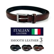 全3色 イタリアンレザー  シボなし シングルピンバックル ベルト 本革 スムースレザー