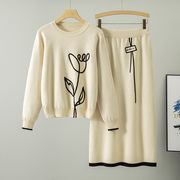 初回送料無料　ニットセーター　セットアップ　長袖トップス　半身スカート　レディースファッション