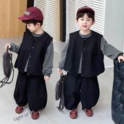 2025新作韓国子供服 ベビー服  キッズ男の子   長袖Ｔシャツ+チョッキ +ズボン分けて販売  90cm-140cm