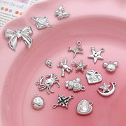 銀 アクセサリーパーツ シルバー ハンドメイド センターパーツ 星チャーム りぼん結び 熊 蟹 ハート 胡蝶