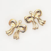 ステンレス 【SUS304】 ゴールド リボン チャーム 可愛い ガーリー ハンドメイド パーツ 金属アレ