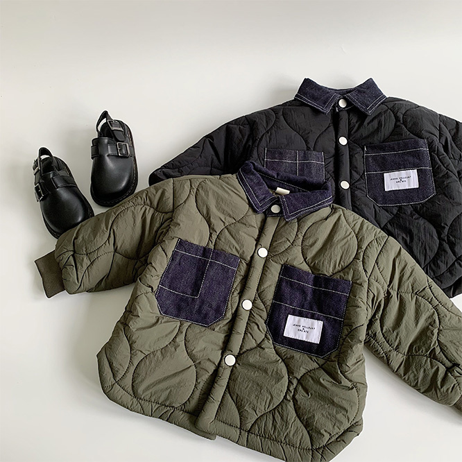 2025秋冬※MAI☆子供 デニム切替中綿コート 男の子 あったか冬アウター