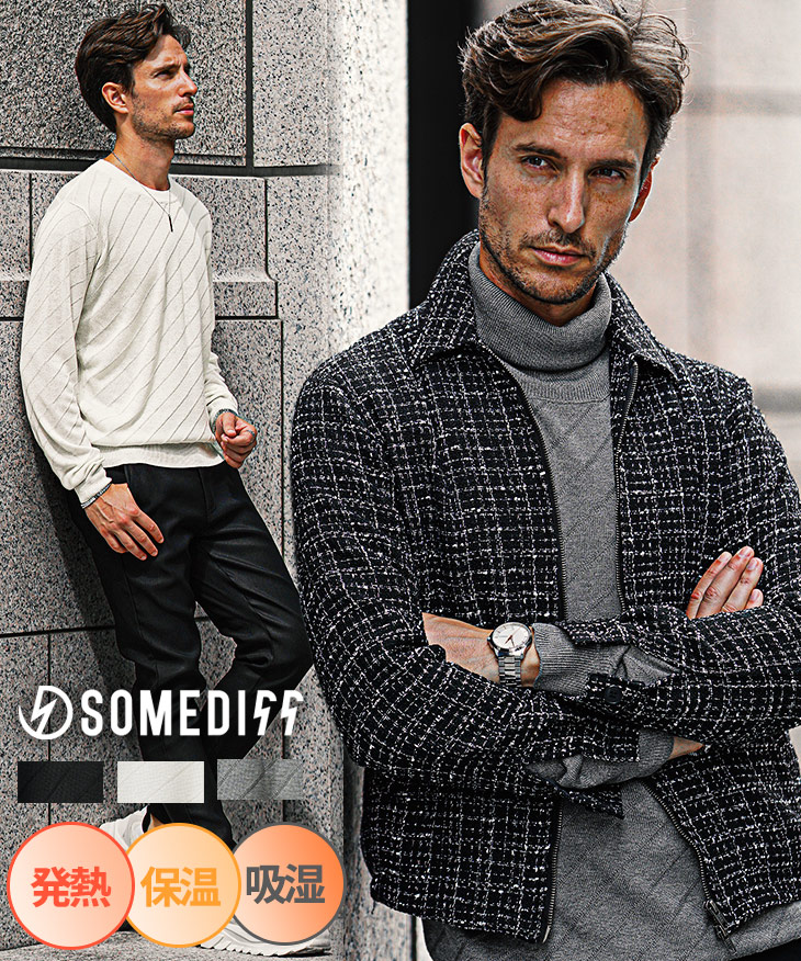 【2025年秋の新作】発熱・保温 バイアス柄  クルー＆タートルネック ニット セーター／Joker