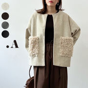 【2025新作予約】フェイクウールポケットファーコート