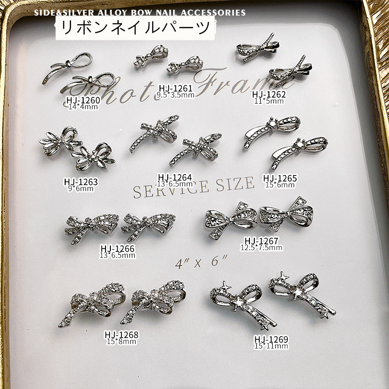 リボン結び パーツ デコレーション シルバー ネイルパーツ 可愛い ネイルジュエリー DIY りぼん ビジュー