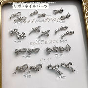 リボン結び パーツ デコレーション シルバー ネイルパーツ 可愛い ネイルジュエリー DIY りぼん ビジュー