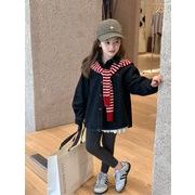 【2025秋新品】韓国風子供服  トップス  デニム刺繍シャツジャケット 90cm-150cm