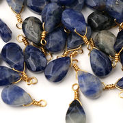 【天然石 ソーダライト】 チャーム シャンクビーズ 約15mm  ハンドメイド材料 ピアス ネックレス素材