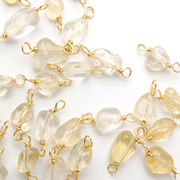 【天然石 シトリン】コネクター チャーム シャンクビーズ 約5×6mm   ピアス ネックレス素材