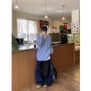 今季マストバイ   気質   おしゃれ  レース  インナー+ルーズ   青い  セーター