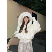 今季マストバイ   気質   おしゃれ  ホワイト フリースカラー  パーカー  アウター+ロングパンツ