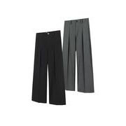 シンプル Aカット ワイドパンツ 通年 オフィス着用 ルーズ ロングパンツ