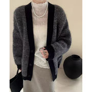 初回送料無料　ニットセーターvネック長袖カーディガン上着　レディースファッション人気トレンド