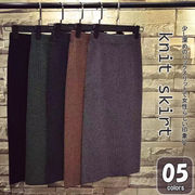 2025新作 レディース ロングスカート ニット ボトムス スリット タイトスカート ウエストゴム 体系カバー