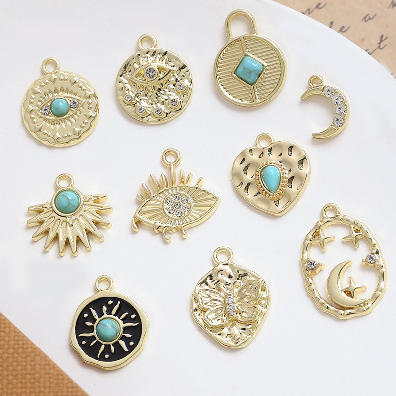 太陽 ピアスパーツ DIY 手作り デコレーション チャーム アクセサリーパーツ ハンドメイド 月 ムーン 目