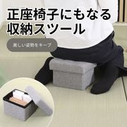 正座椅子にもなる収納スツール グレー