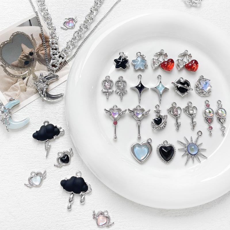 ハートステッキ ビジューパーツ ジルコニア ハンドメイド アクセサリーパーツ 魔法 ステッキ 杖 ゆめかわ