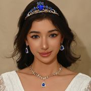 花嫁用 ティアラ3点セット ネックレス＆ピアス付き 欧米風 豪華でエレガントなウェディングアクセサリー
