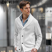 カーディガン メンズ 厚手 ショールカラー 25新作 冬服 ニット ワッフル ちょいワル SOMEDIFF 黒